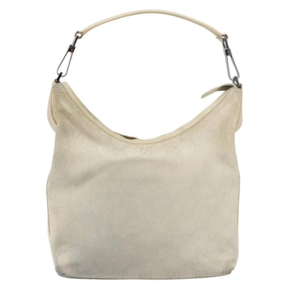 Authentic GUCCI GG Canvas Shoulder Bag Suede White Silver 000 0602 - Picture 9 of 16